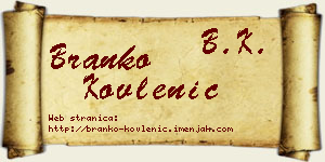 Branko Kovlenić vizit kartica